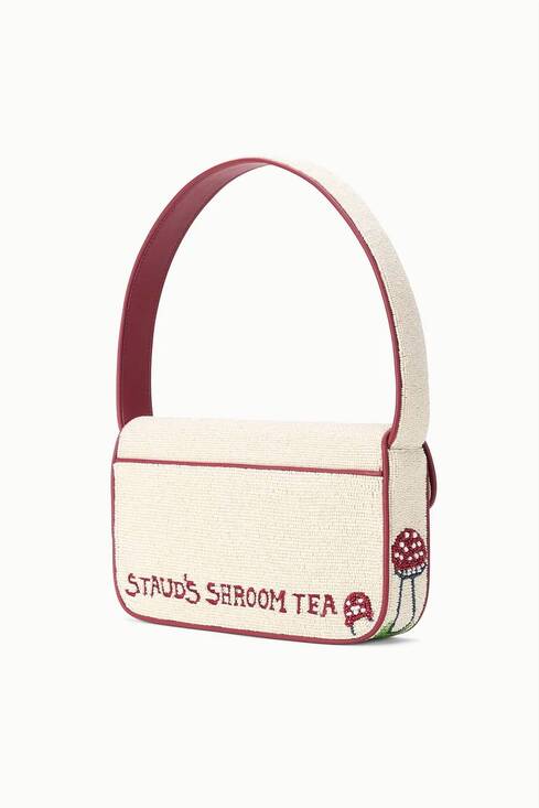 STAUD Handbags - NEW STAUD women's tommy beaded bag in mushroom tea